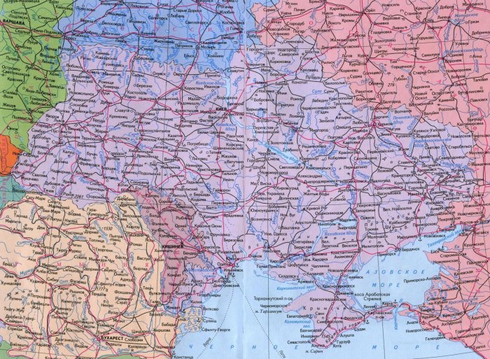 Подробная карта Украины