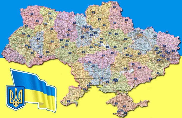 Карта Украины по областям