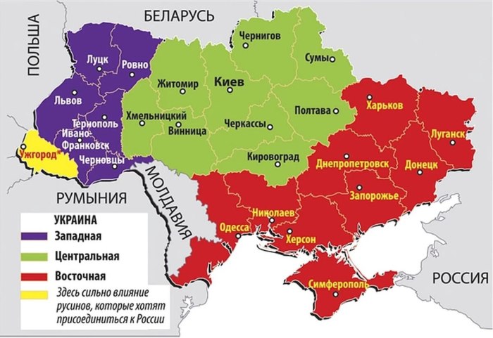 Малороссия и Новороссия на карте Российской империи