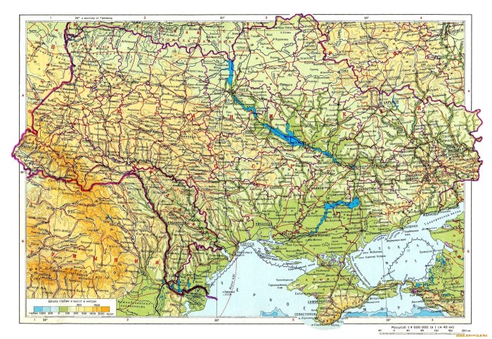 Украина на карте географической карте