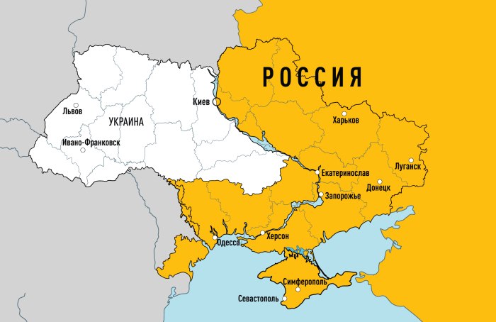 Карта раздела Украины с областями