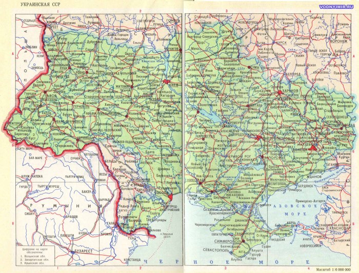 Карта украинской ССР 1980 года