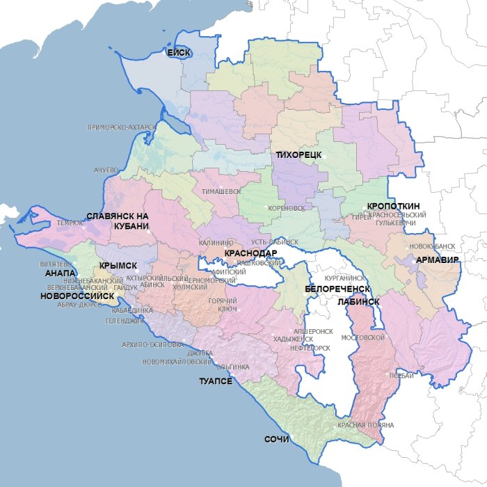 Карта Краснодарского края карта Краснодарского края